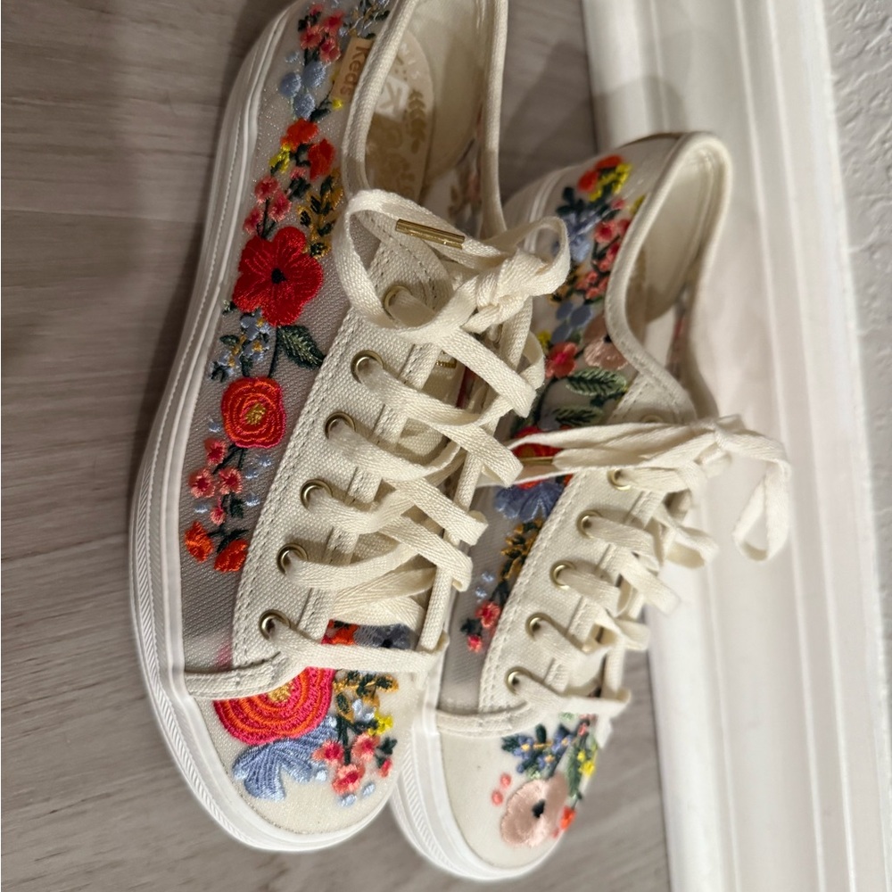 Keds and Rifle Paper Co. Floral Embroidered Canvas Sneakers Anthropologies